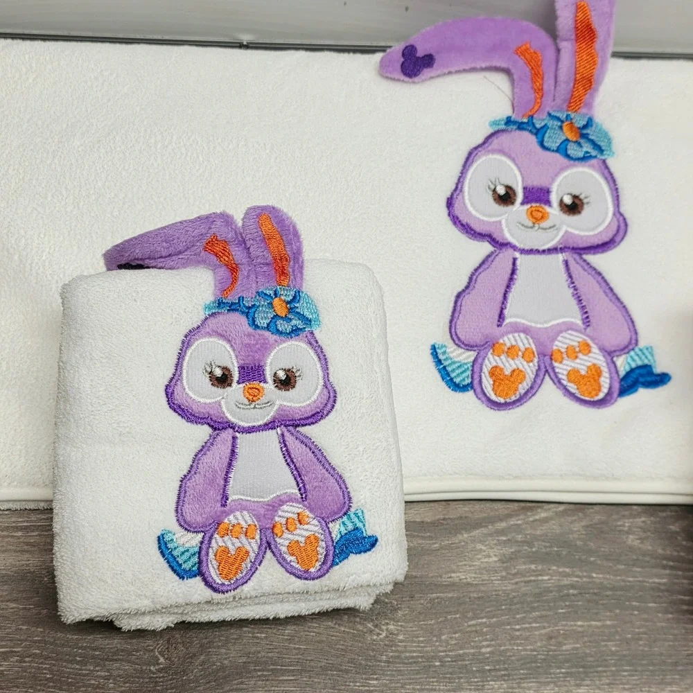 Atensko StellaLou Bunny 3pc Hand Towel Set White Microfiber Embroidered Kawaii